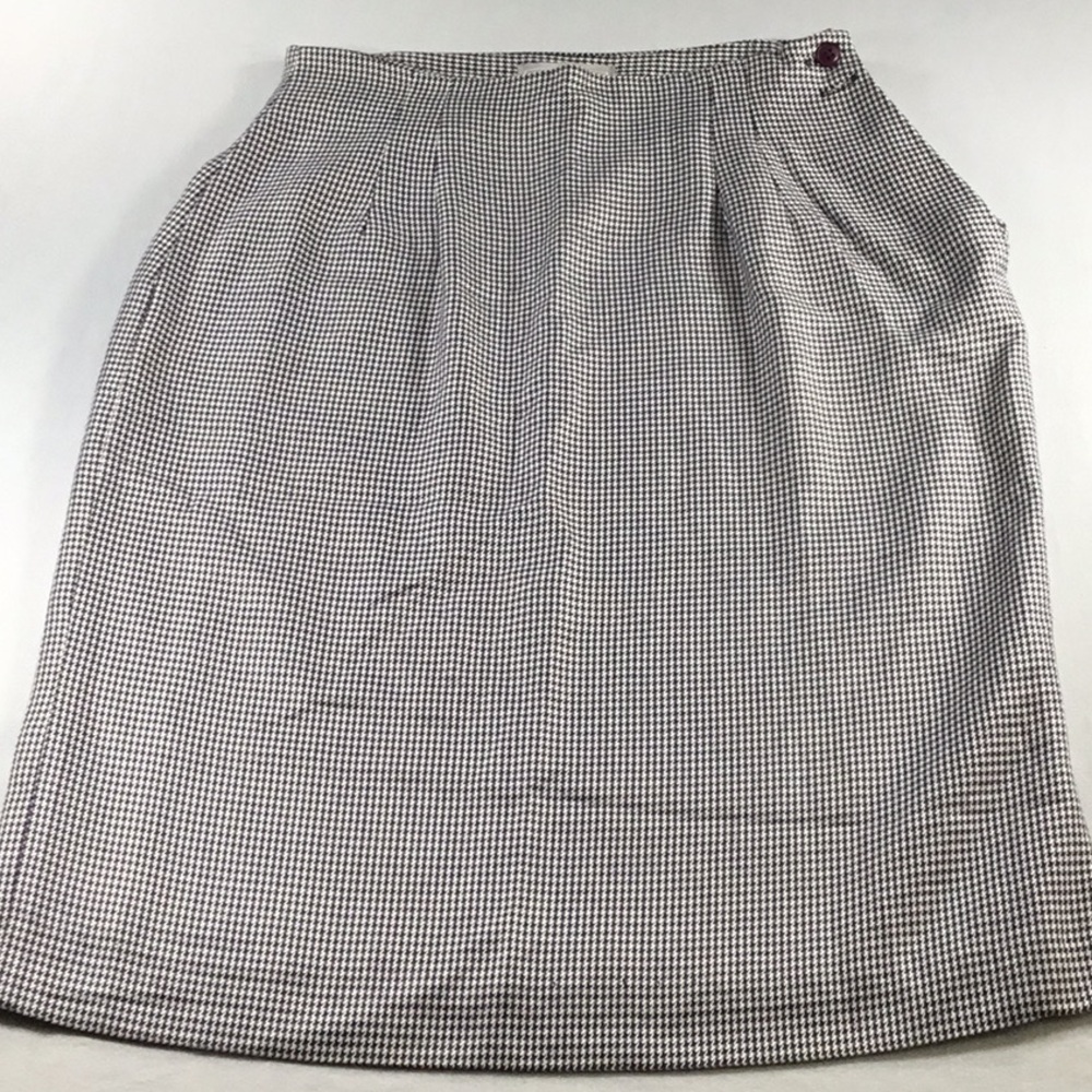 Eric Sands Size 10 Houndstooth Skirt Lined Navy White Preppy Classic Retro